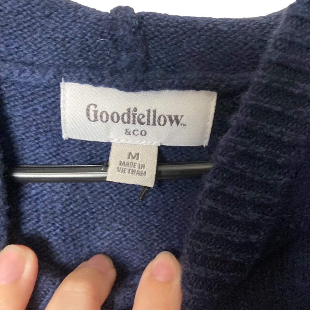 Goodfellow & Co Men Medium‎ Blue Orange Zig Zag Xavier Pullover Sweater Hoodie - Picture 2 of 8